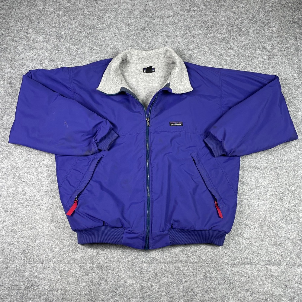 VTG Patagonia Shelled Synchilla Jacket Mens Large Blue Fleece Lined Bomber 90s